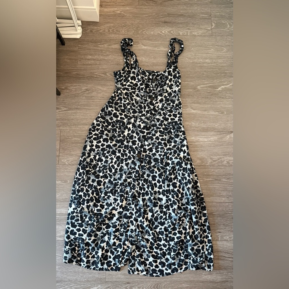 Zara Black and White Leopard Print Maxi Dress